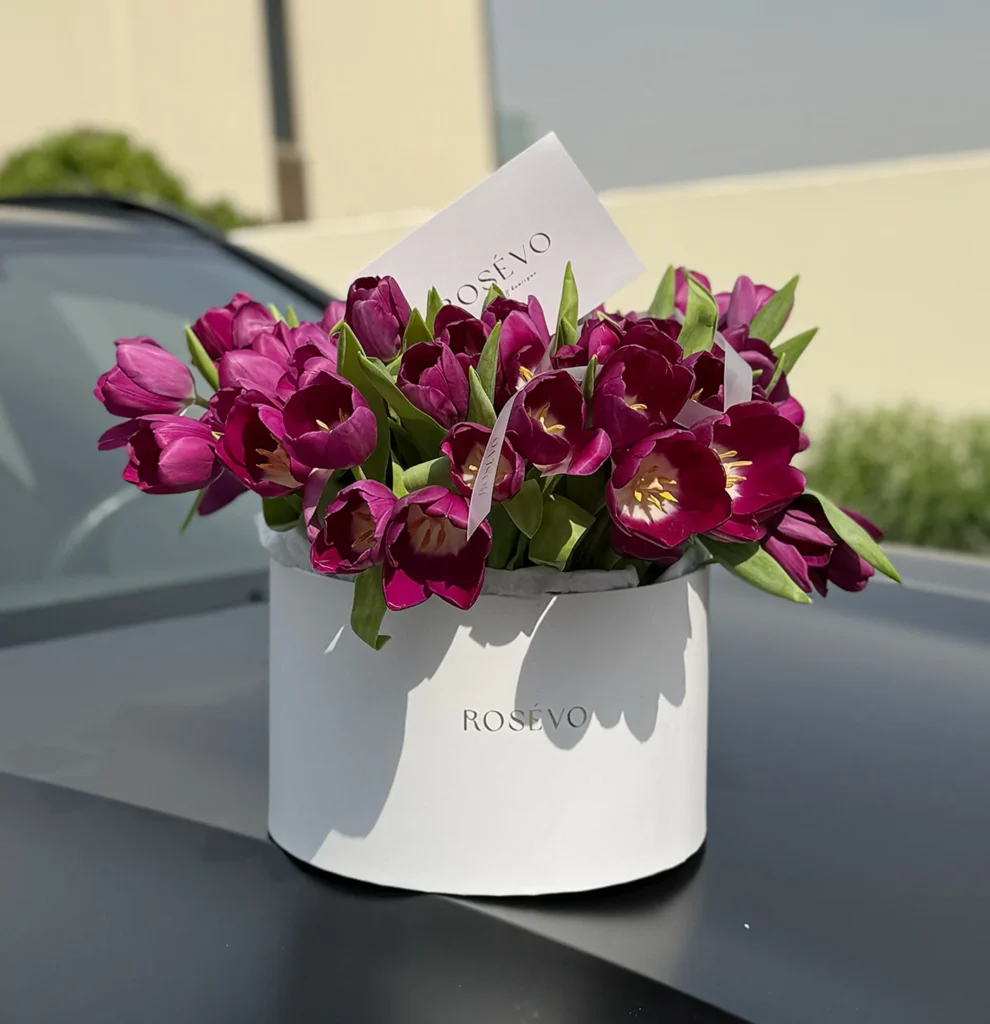 Purple Box of Tulips